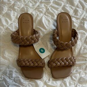 A New Day Women's Brown Braided Slide Sandals